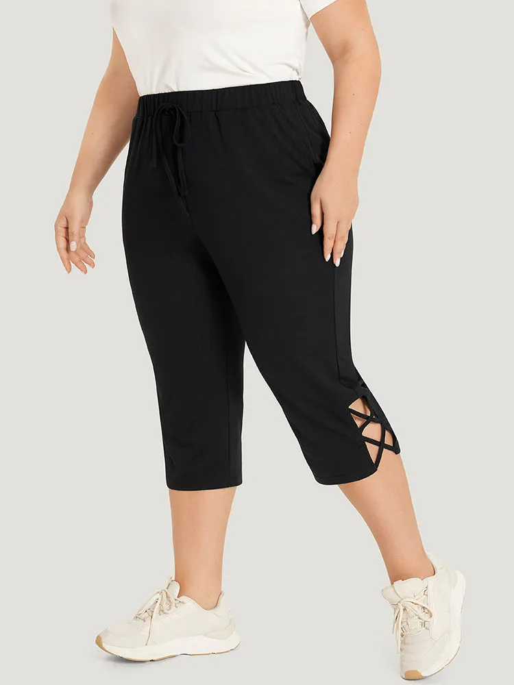 Plain Slant Pocket Crisscross Hem Skinny Sweatpants sold by Bloomchic product image thumbnail 3