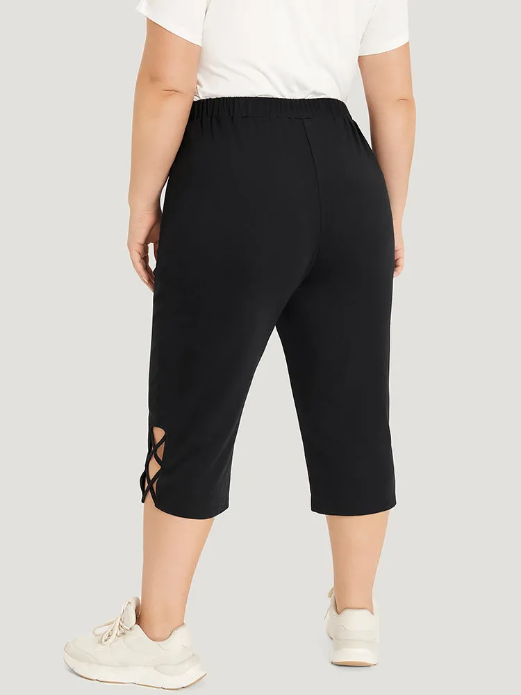 Plain Slant Pocket Crisscross Hem Skinny Sweatpants sold by Bloomchic product image thumbnail 2