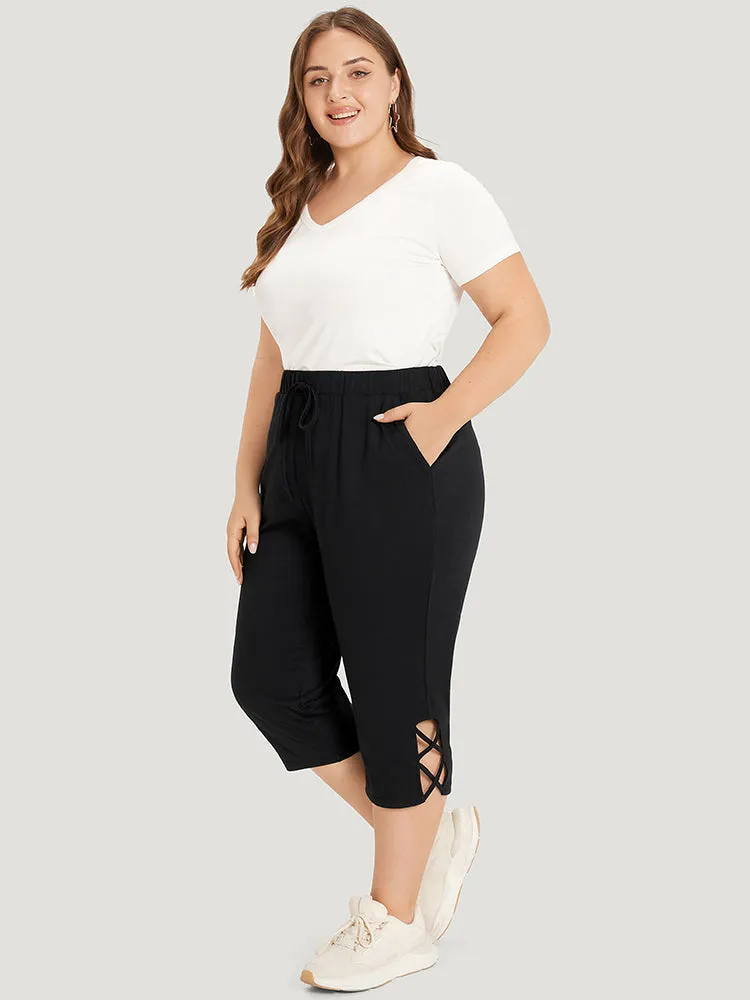 Plain Slant Pocket Crisscross Hem Skinny Sweatpants sold by Bloomchic product image thumbnail 4