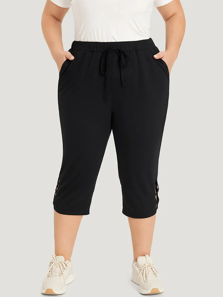 Plain Slant Pocket Crisscross Hem Skinny Sweatpants sold by Bloomchic product image thumbnail 5