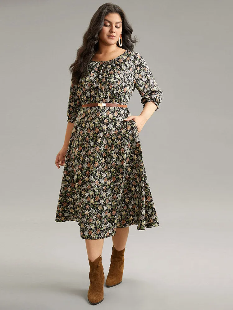 Ditsy Floral Elastic Waist Pleated Dress sold by Bloomchic