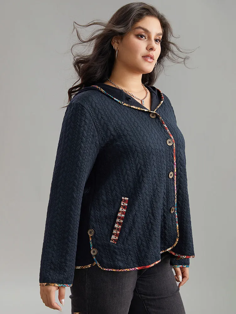 Texture Pocket Patchwork Button Detail Jacket sold by Bloomchic product image thumbnail 3