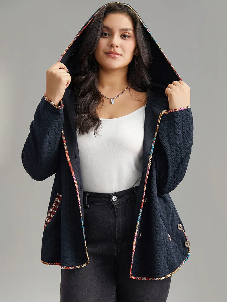 Texture Pocket Patchwork Button Detail Jacket sold by Bloomchic