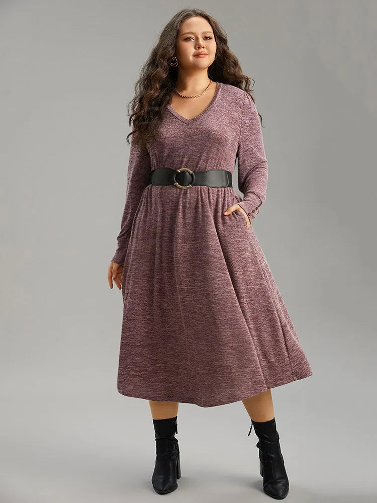 Heather V Neck Button Detail Midi Dress sold by Bloomchic