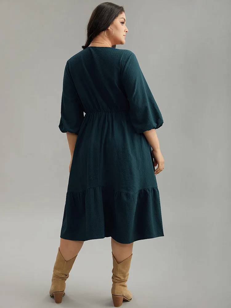 Plain Textured Button Detail Pocket Dress sold by Bloomchic product image thumbnail 3