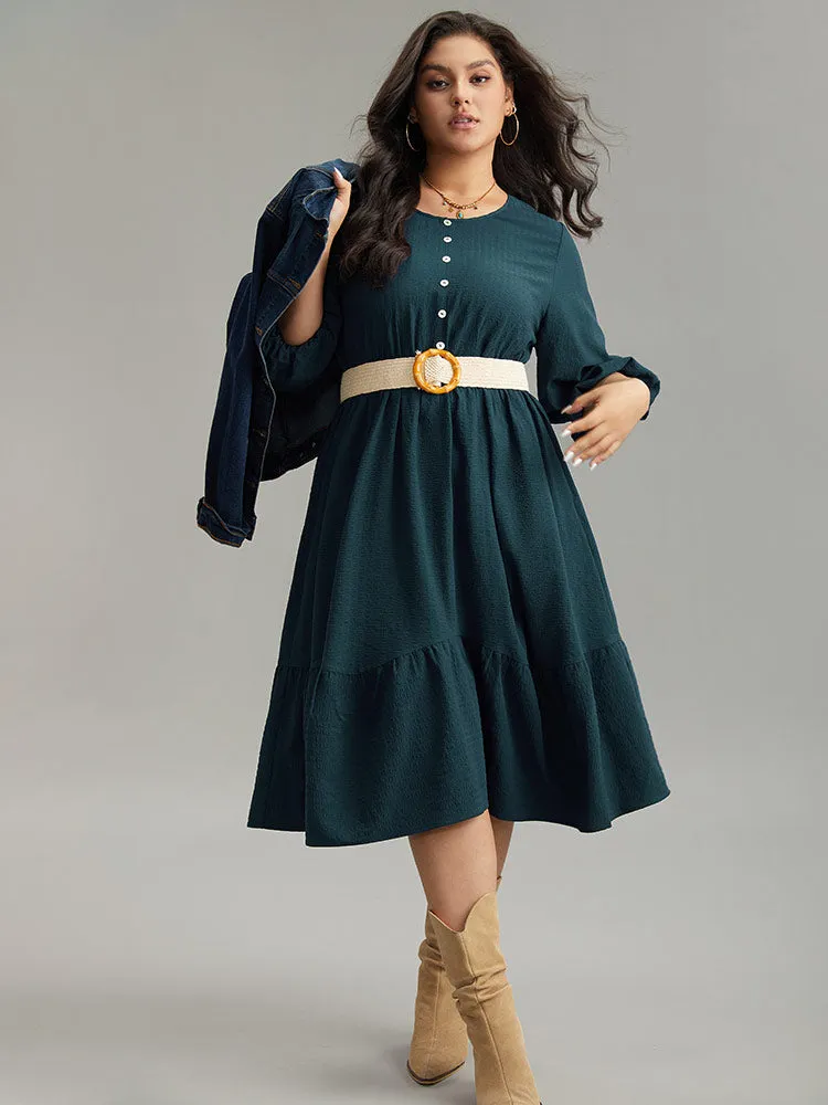 Plain Textured Button Detail Pocket Dress sold by Bloomchic product image thumbnail 2