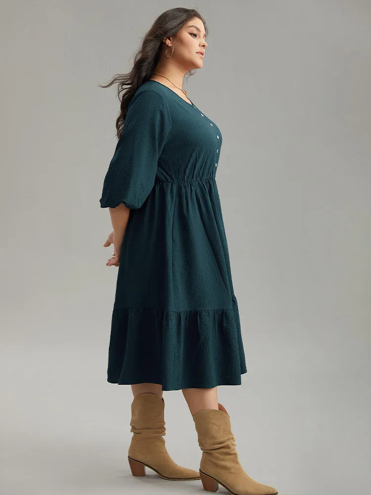 Plain Textured Button Detail Pocket Dress sold by Bloomchic product image thumbnail 4