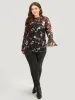 Halloween Skull & Floral Print Mesh T-shirt sold by Bloomchic