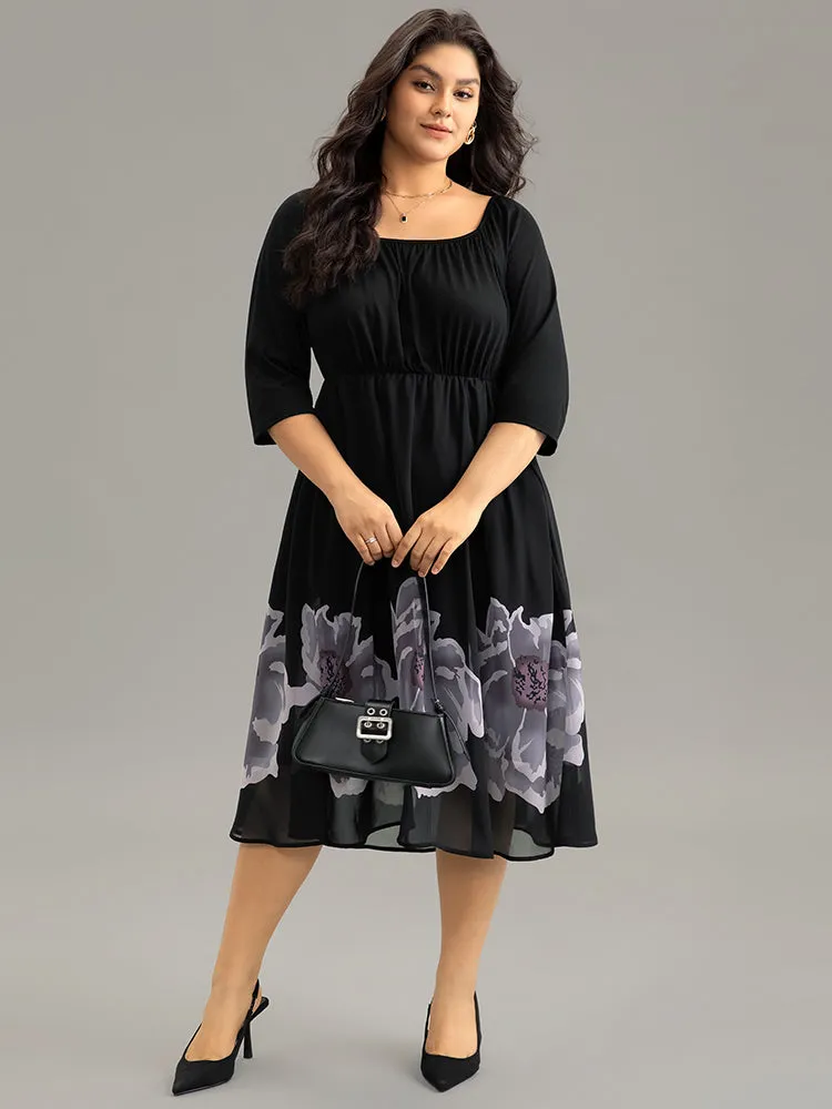 Boho Print Mesh Gathered Square Neck Dress sold by Bloomchic product image thumbnail 2