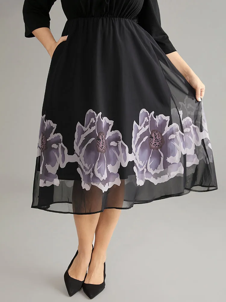 Boho Print Mesh Gathered Square Neck Dress sold by Bloomchic product image thumbnail 4