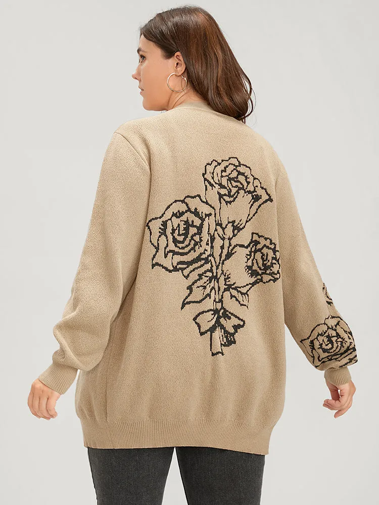 Solid Pointelle Knit Floral Jacquard Button Front Cardigan sold by Bloomchic product image thumbnail 5