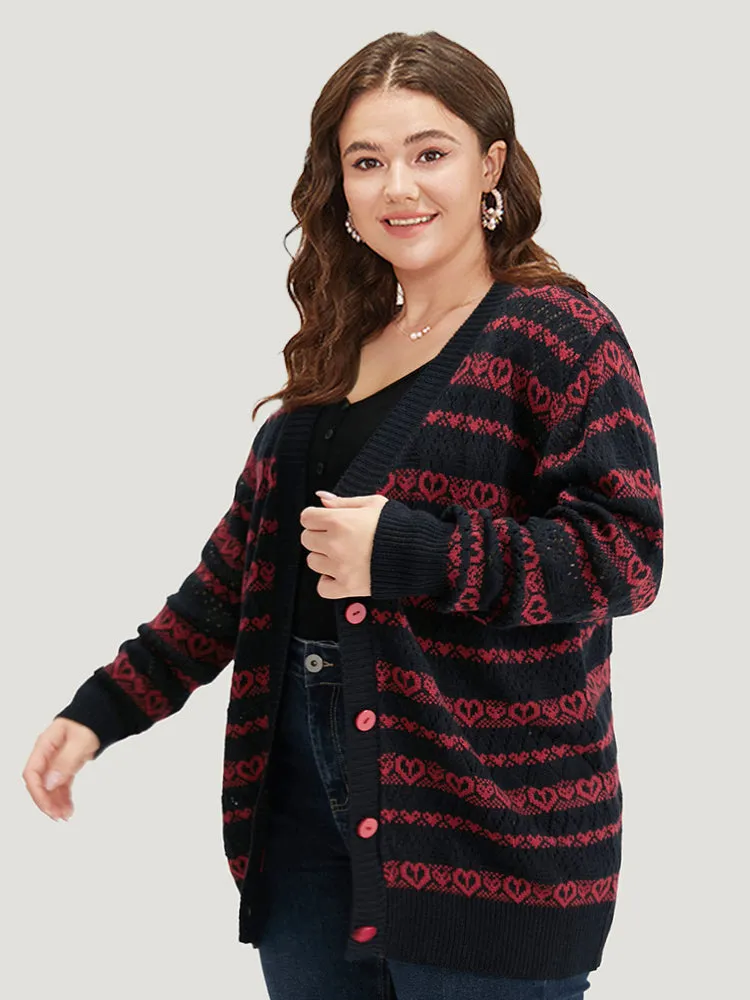 Heart Graphic Button Through Eyelet Cardigan sold by Bloomchic product image thumbnail 5