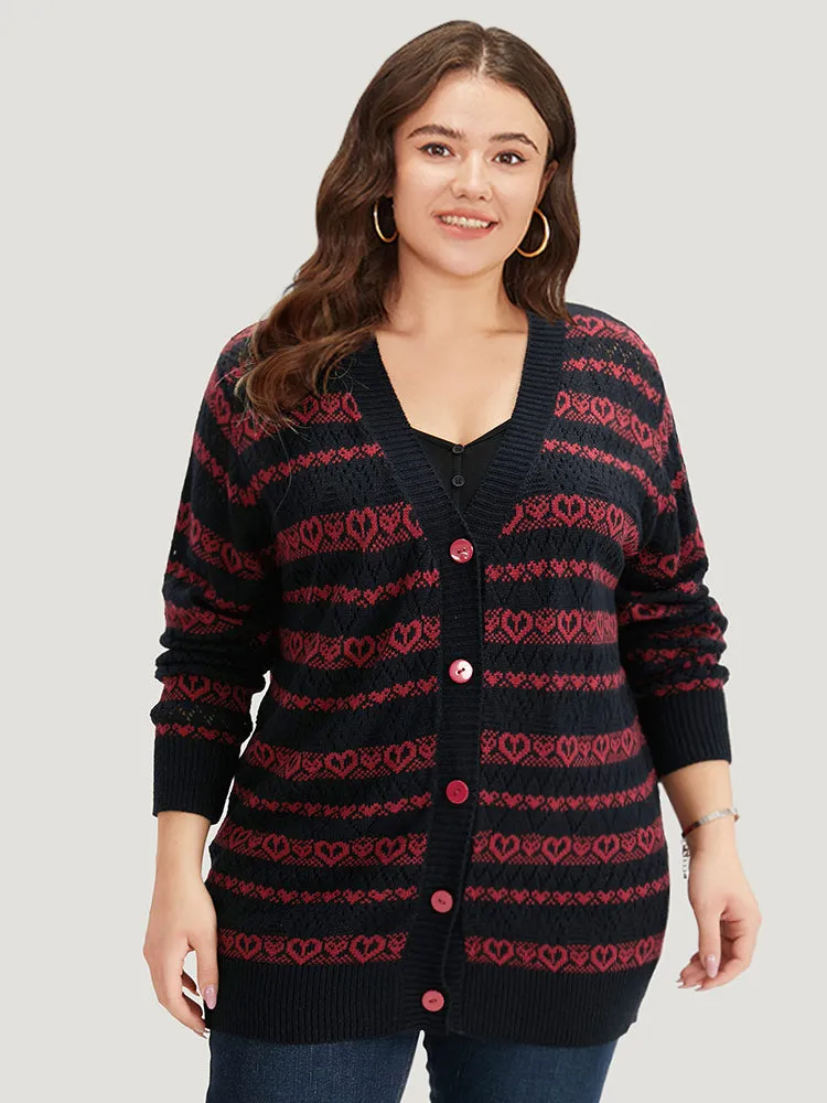 Heart Graphic Button Through Eyelet Cardigan sold by Bloomchic product image thumbnail 4