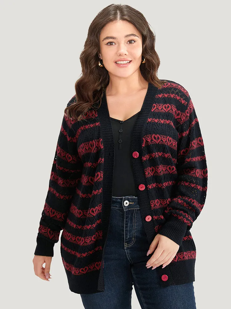 Heart Graphic Button Through Eyelet Cardigan sold by Bloomchic product image thumbnail 3