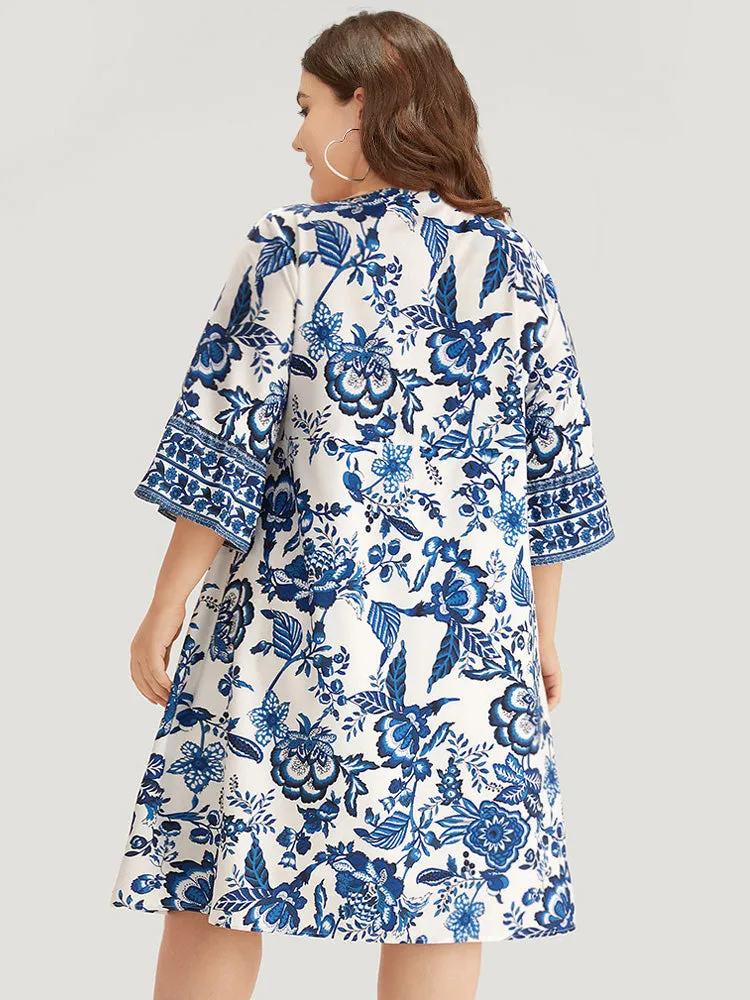Bandana Print Knot Neck Button Detail Dress sold by Bloomchic product image thumbnail 5