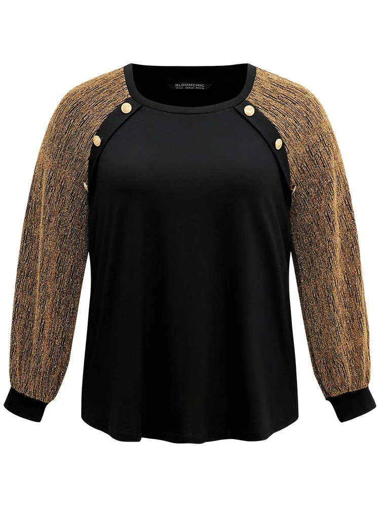 Luxe Button Detail Raglan Sleeve T-shirt sold by Bloomchic product image thumbnail 5