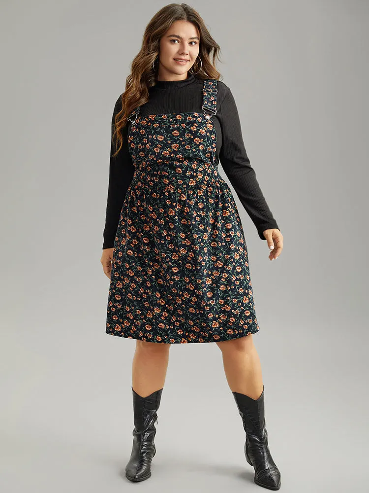 Corduroy Ditsy Floral Pocket Adjustable Straps Dress sold by Bloomchic product image thumbnail 4