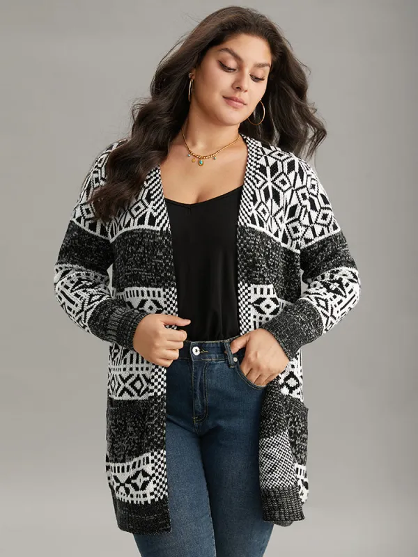 Boho Print Heather Jacquard Cardigan sold by Bloomchic