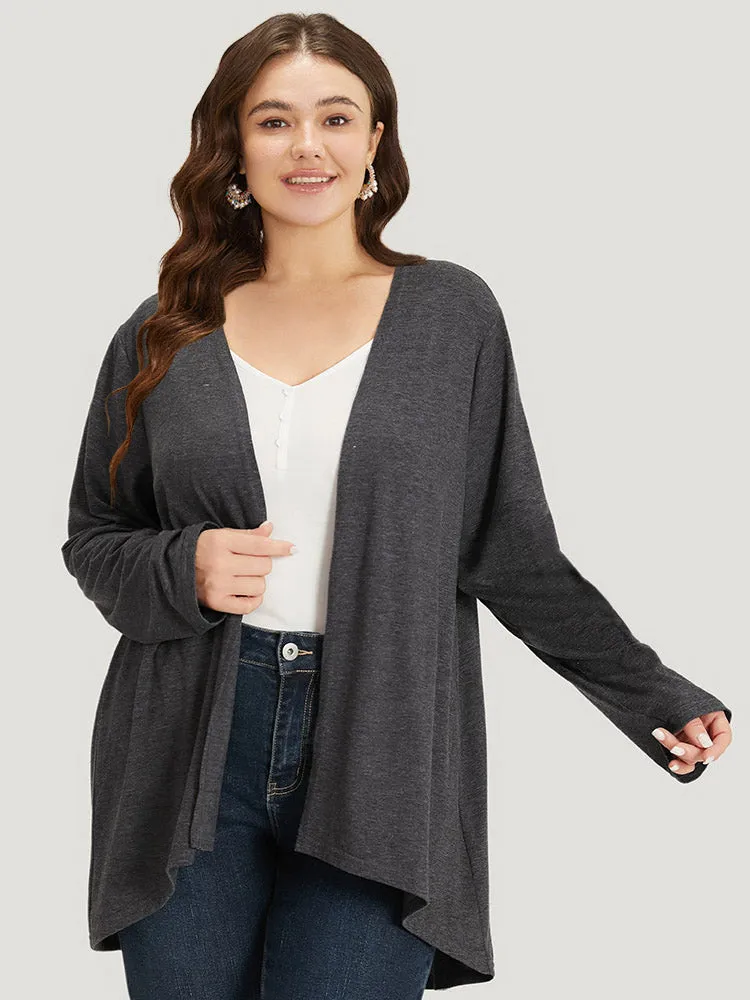 Supersoft Essentials Plain Open Front High Low Hem Kimono sold by Bloomchic