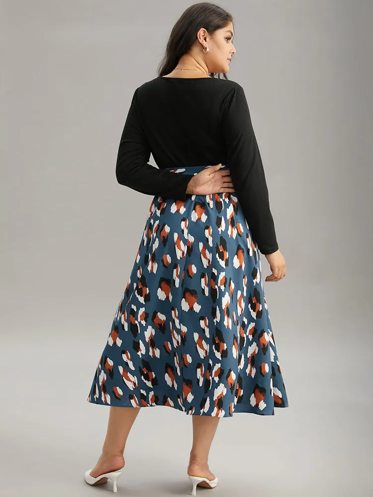 Allover Print Patchwork Belted Pocket Dress sold by Bloomchic product image thumbnail 3