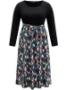 Allover Print Patchwork Belted Pocket Dress sold by Bloomchic