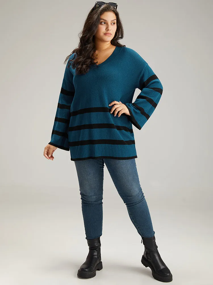 Striped Bell Sleeve Moderately Stretchy Pullover sold by Bloomchic product image thumbnail 4