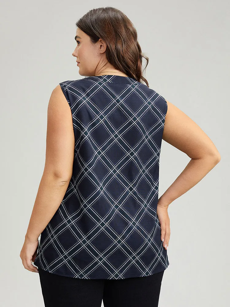 Argyle Plaid Notched Tank Top sold by Bloomchic product image thumbnail 4