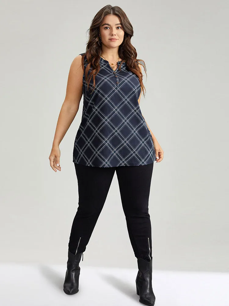 Argyle Plaid Notched Tank Top sold by Bloomchic product image thumbnail 3