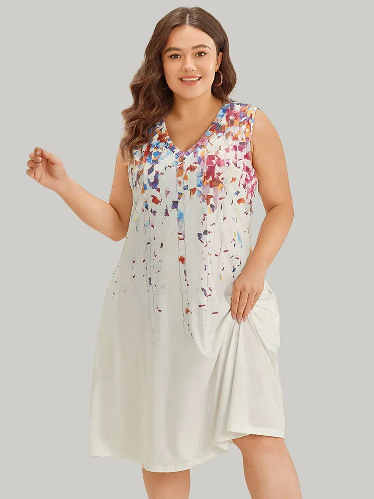 Graphic Print Contrast Pocket V Neck Tank Dress sold by Bloomchic product image thumbnail 3