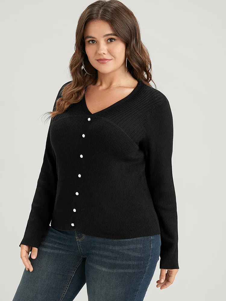 Plain Rib Knit Button Front Knit Top sold by Bloomchic product image thumbnail 2