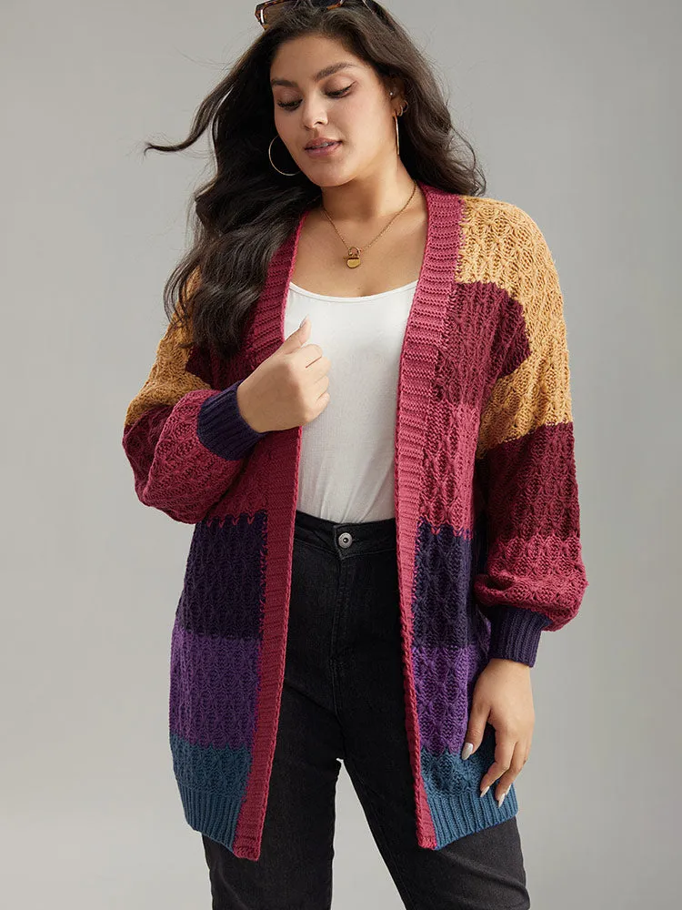 Rainbow Colorblock Lantern Sleeve Cardigan sold by Bloomchic product image thumbnail 3