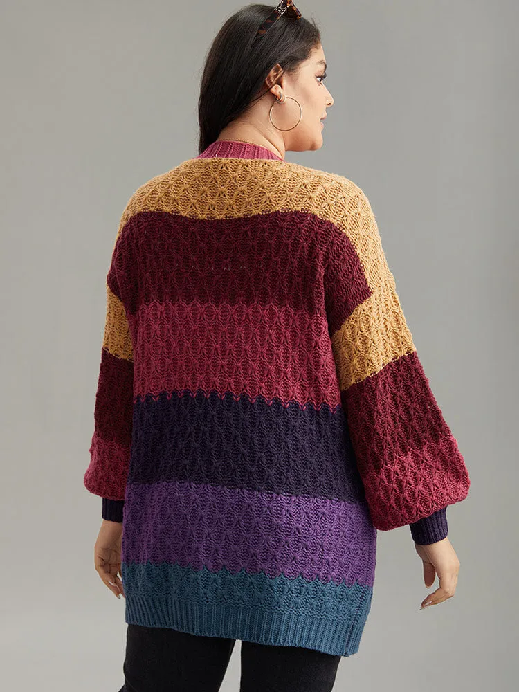 Rainbow Colorblock Lantern Sleeve Cardigan sold by Bloomchic product image thumbnail 2