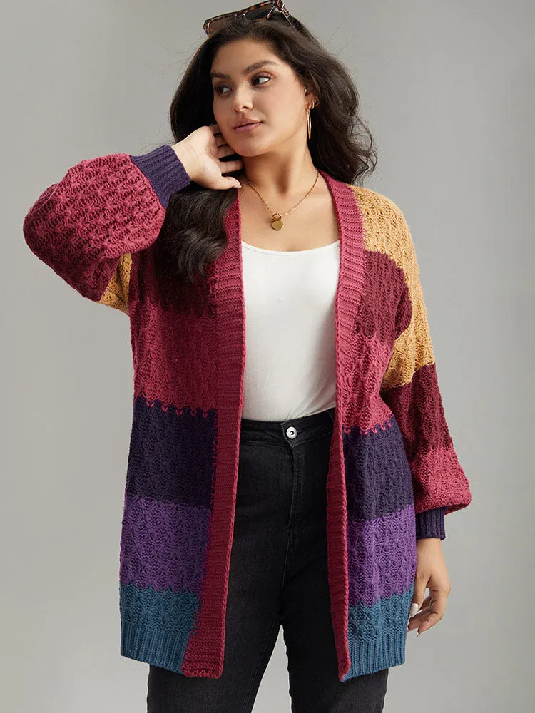 Rainbow Colorblock Lantern Sleeve Cardigan sold by Bloomchic product image thumbnail 5