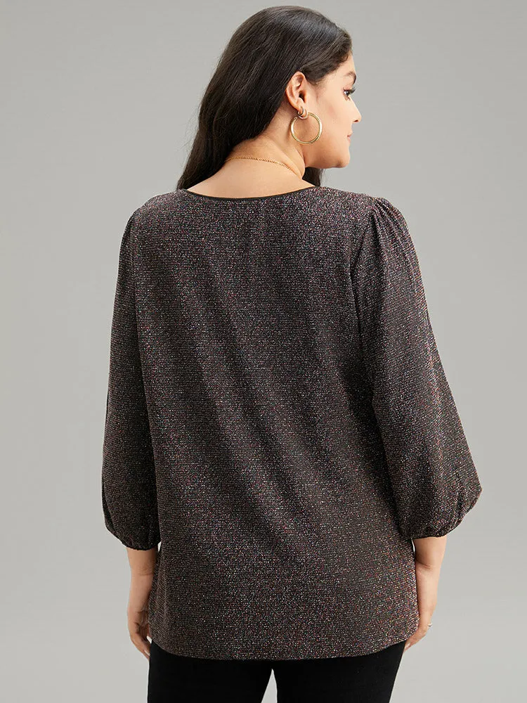 Lurex Round Neck Lantern Sleeve T-shirt sold by Bloomchic product image thumbnail 4