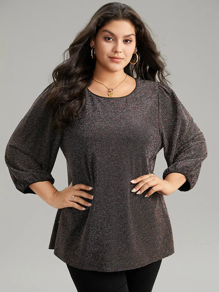 Lurex Round Neck Lantern Sleeve T-shirt sold by Bloomchic product image thumbnail 5