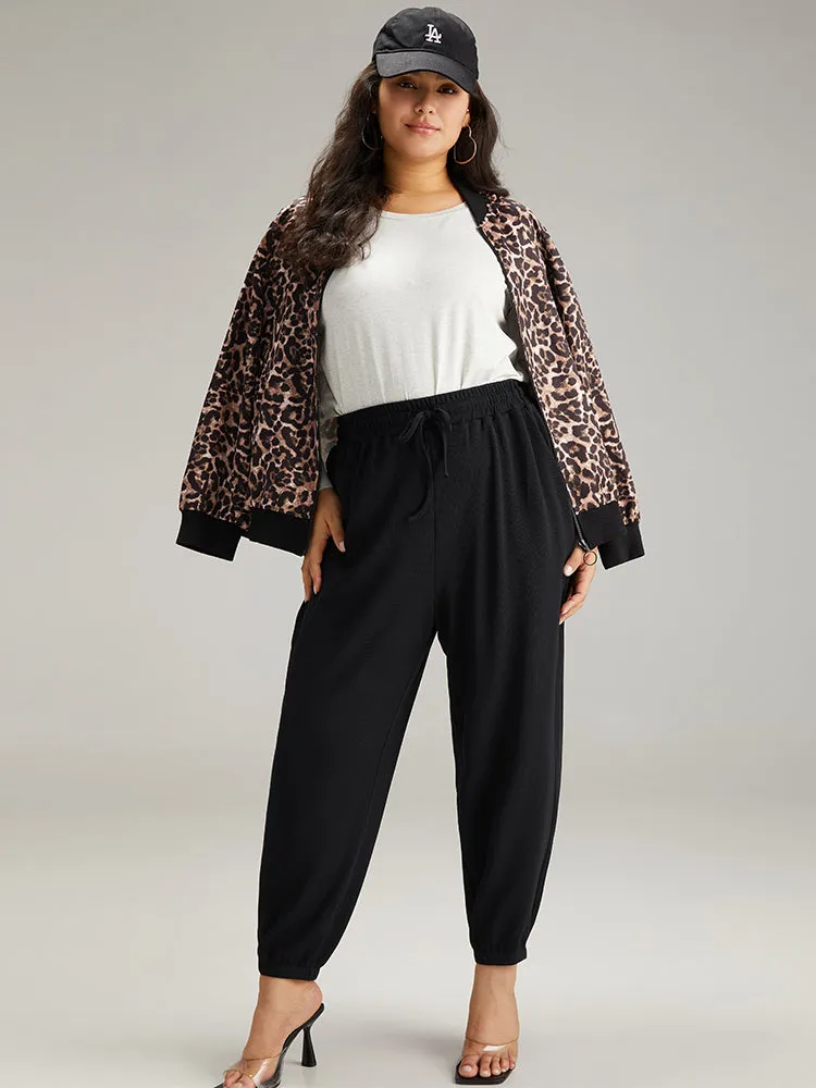 Plain Texture Pocket Drawstring Elastic Waist Sweatpants sold by Bloomchic product image thumbnail 4