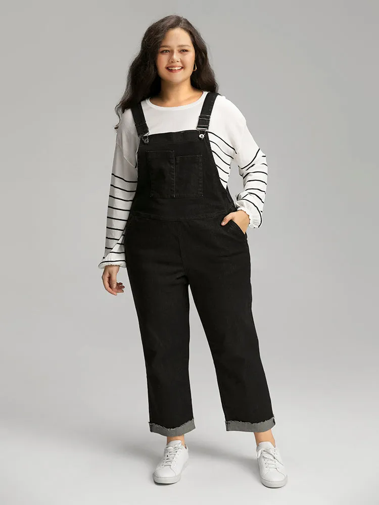Plain Patched Pocket Roll Hem Overall Jeans sold by Bloomchic product image thumbnail 4
