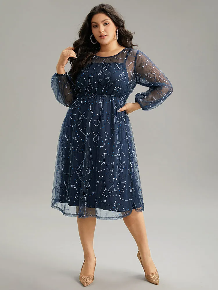 Galaxy Sequin Mesh Embroidered Patchwork Dress sold by Bloomchic product image thumbnail 2