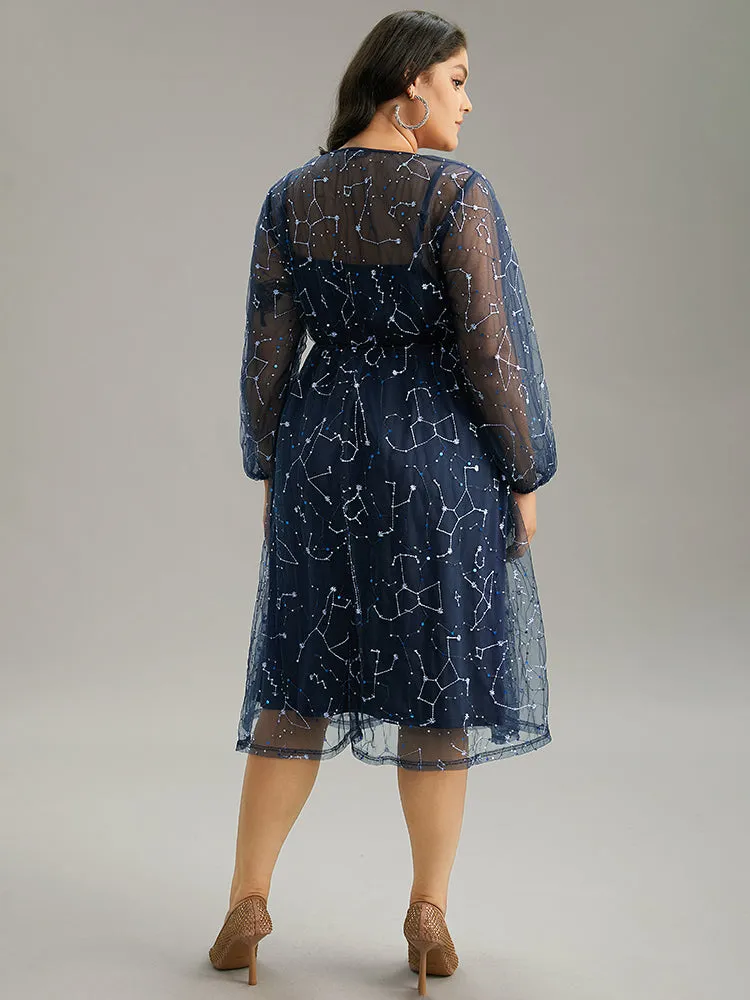 Galaxy Sequin Mesh Embroidered Patchwork Dress sold by Bloomchic product image thumbnail 3