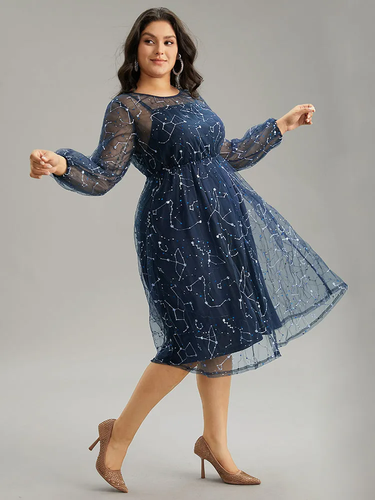 Galaxy Sequin Mesh Embroidered Patchwork Dress sold by Bloomchic product image thumbnail 5