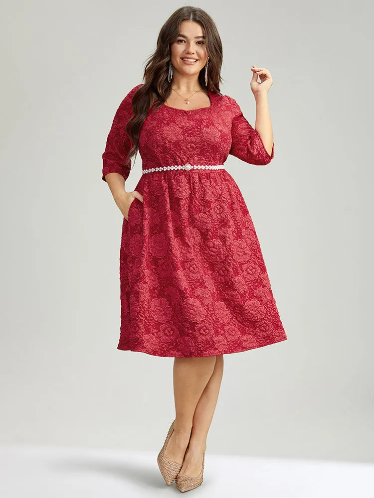 Plain Textured Square Neck Pocket Dress sold by Bloomchic product image thumbnail 4