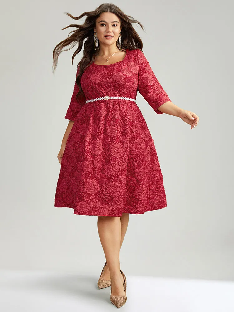 Plain Textured Square Neck Pocket Dress sold by Bloomchic