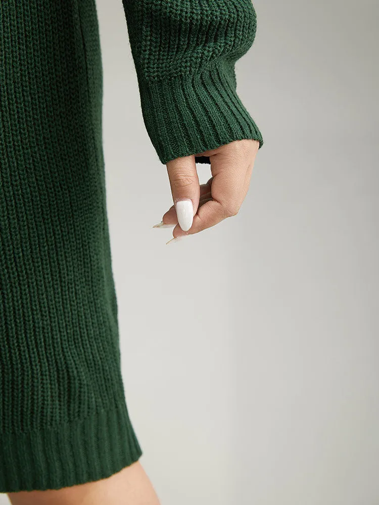 Solid Plisse Turtle Neck Knee Sweater Dress sold by Bloomchic product image thumbnail 5