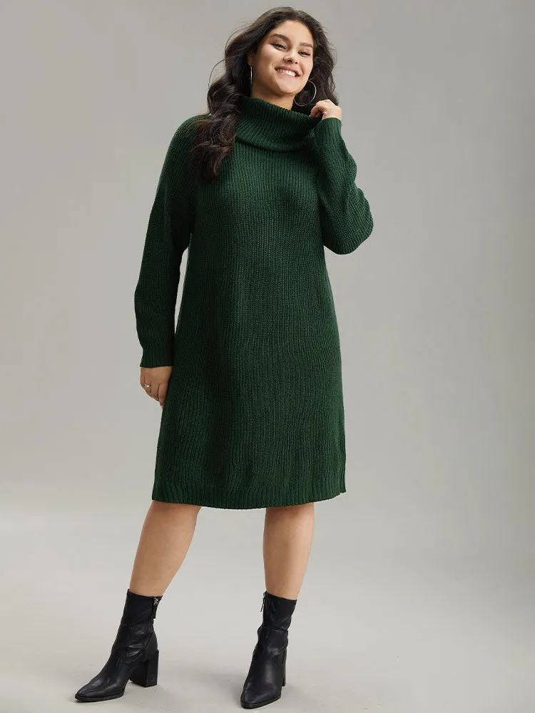 Solid Plisse Turtle Neck Knee Sweater Dress sold by Bloomchic product image thumbnail 4