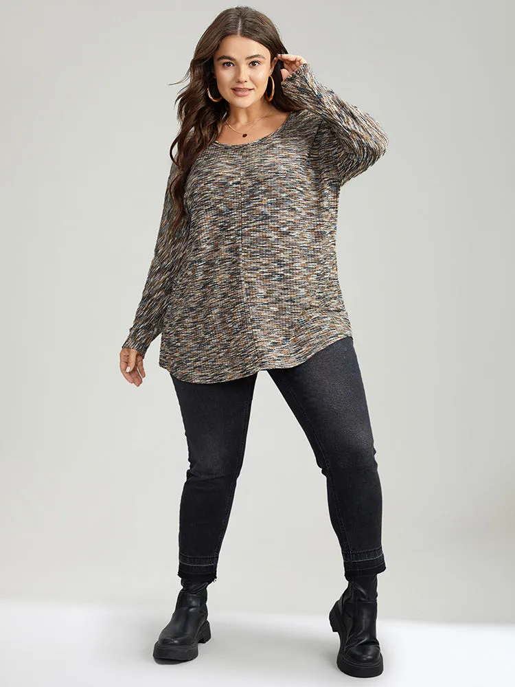 Rib Knit Contrast Drop Shoulder T-shirt sold by Bloomchic product image thumbnail 3