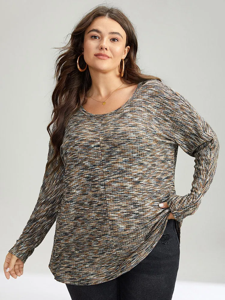 Rib Knit Contrast Drop Shoulder T-shirt sold by Bloomchic product image thumbnail 2