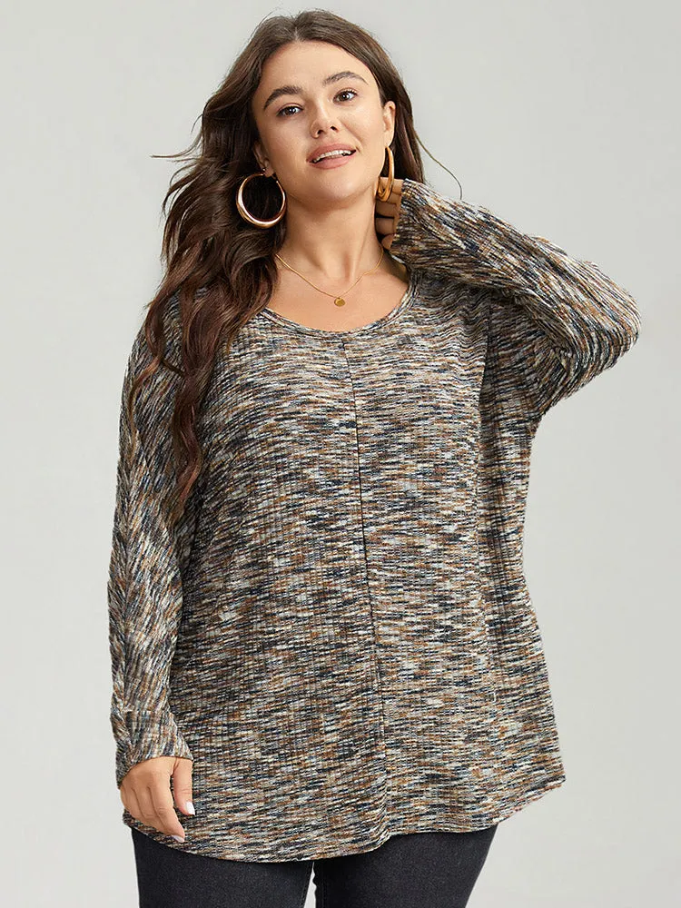 Rib Knit Contrast Drop Shoulder T-shirt sold by Bloomchic product image thumbnail 4