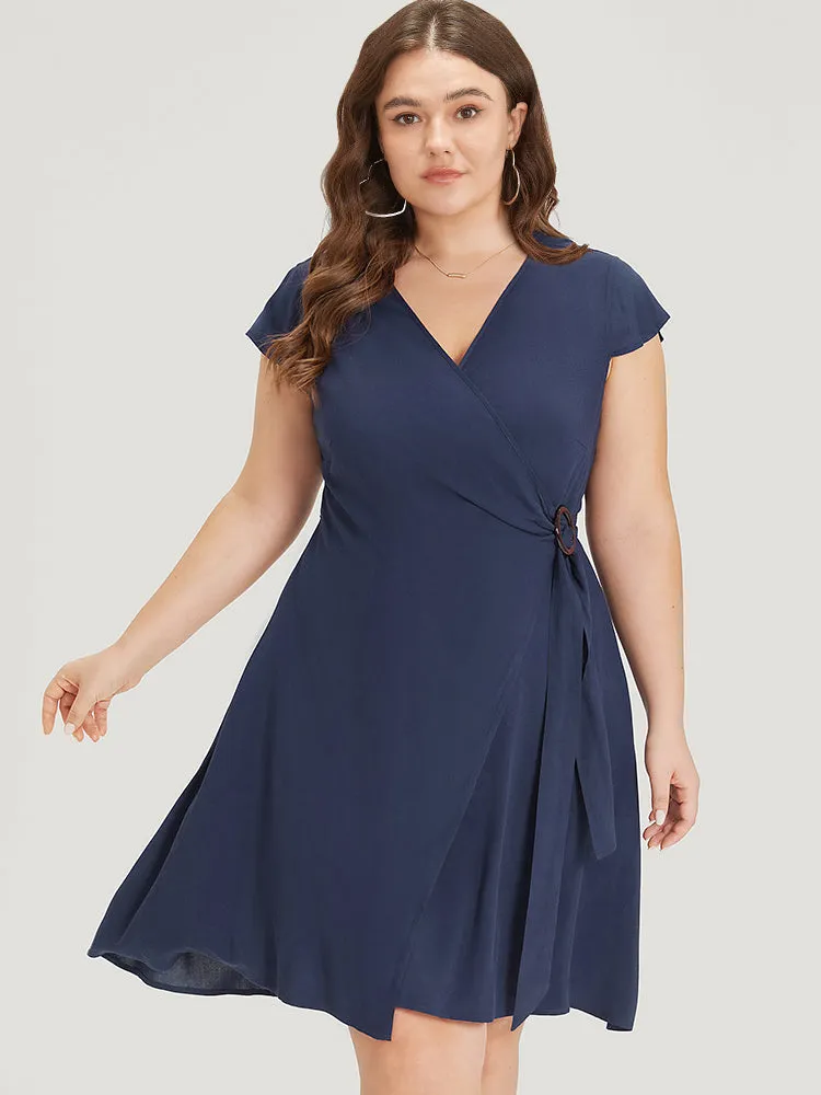 Supersoft Essentials Solid Buckle Detail Ruffle Split Hem Dress sold by Bloomchic