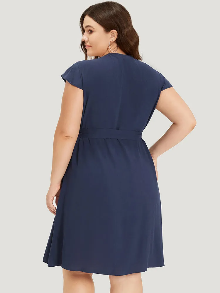 Supersoft Essentials Solid Buckle Detail Ruffle Split Hem Dress sold by Bloomchic product image thumbnail 2