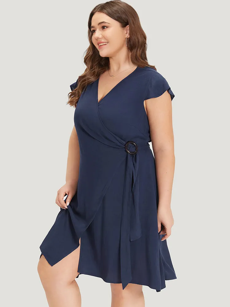 Supersoft Essentials Solid Buckle Detail Ruffle Split Hem Dress sold by Bloomchic product image thumbnail 3
